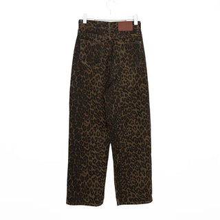Unique leopard print wide-leg pants