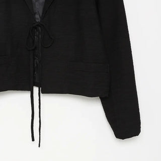 Ribbon Collar Cropped Jacket