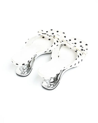 Square-toe ribbon polka dot sandals