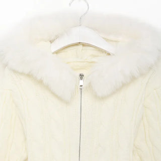 Fur Hood Cable Knit
