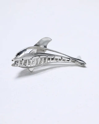 Silver dolphin hair clip