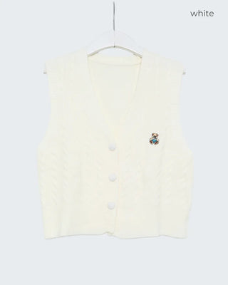 V-neck cable knit vest