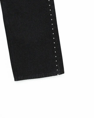 Stud Point Wide Semi-Bootcut Denim Pants