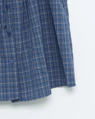 Checked ruffle sleeveless blouse