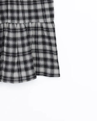 Tartan check tiered midi skirt