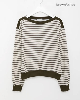Striped off-shoulder sweatshirt