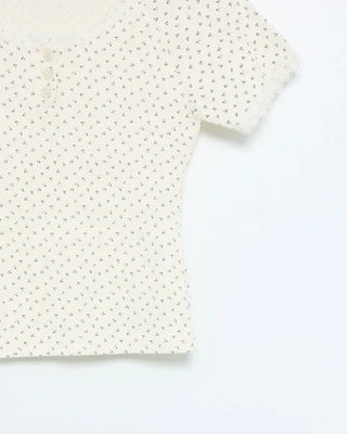 Mini Flower Lace Point Half T-Shirt