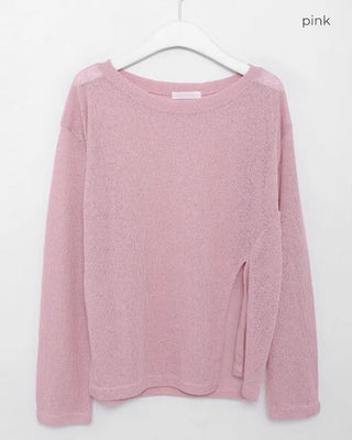 See-through slit round knit
