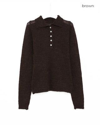 Simple half-open collar knit