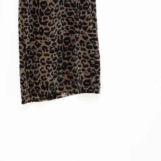 Leopard velvet elastic waist pants