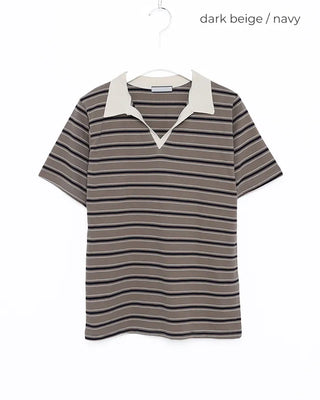 Color border half-sleeve T-shirt