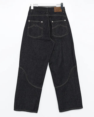 Knee Rivet Wave Stitch Wide Rigid Pants