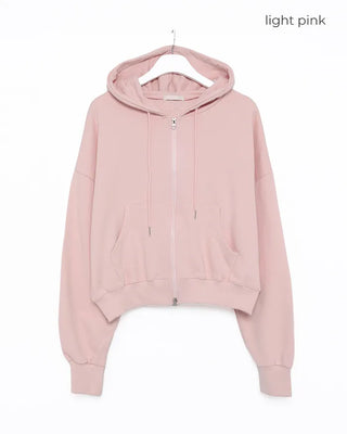 Cropped double-zip hoodie