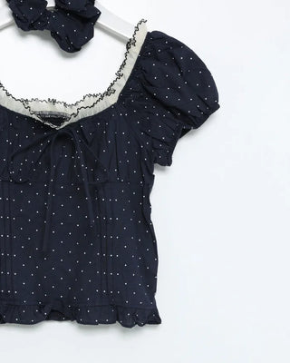 Dot smoke short-sleeved blouse