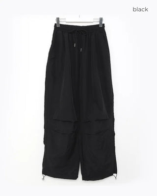 (Unisex) Nylon Wide-Leg Pants with Elastic Waistband