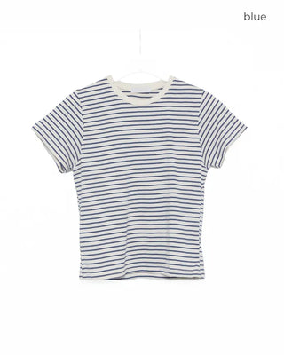 Basic single-breasted striped T-shirt