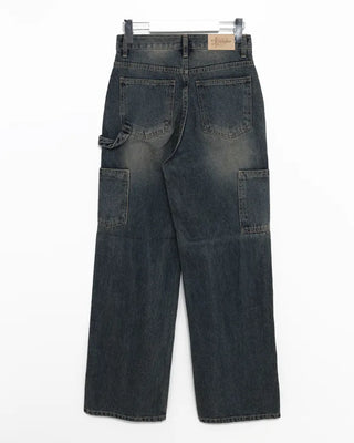 Side pocket loop straight denim pants