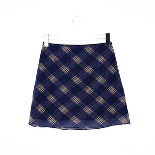 Checkered elastic waist mini skirt