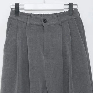 Wide-leg slacks with elastic waistband