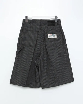 (Unisex) Striped Black Denim Loop Bermuda Pants
