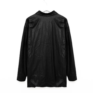 Faux leather long shirt jacket