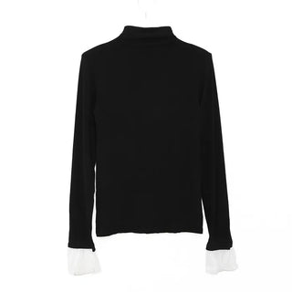 Sleeve lace color-block T-shirt
