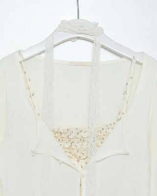 Flower lace camisole & cardigan set