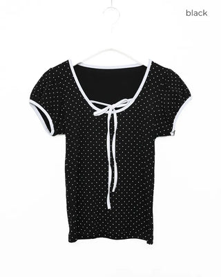 Dot tie half-sleeve T-shirt