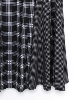 Slit check long skirt