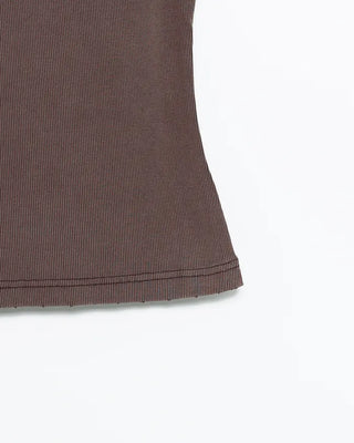 Distressed Snap Henley Neck Ribbed Tank Top