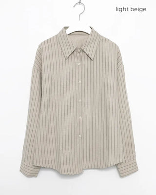 Drop-shoulder double pinstripe shirt
