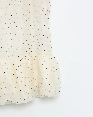 Polka Dot Sheer Balloon Sleeveless Blouse