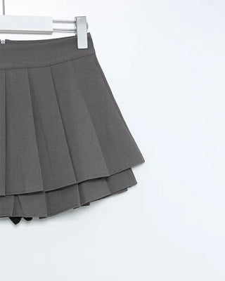 Double pleated mini skirt