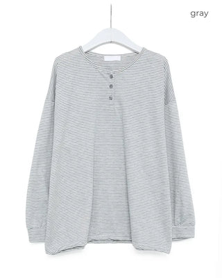 Striped Henley Neck T-shirt