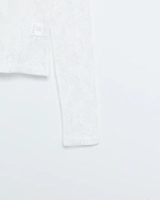 Tulle Flower See-Through Long T-Shirt