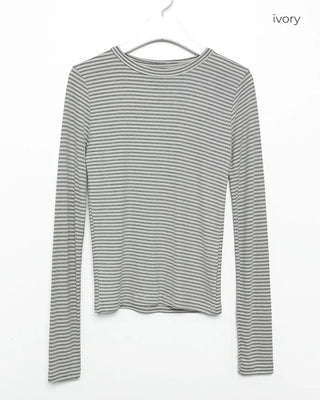 Round neck striped long-sleeve T-shirt