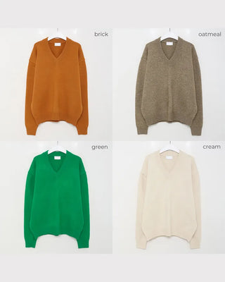 (Unisex) Basic V-neck knit