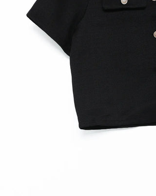 Collarless half-sleeve jacket