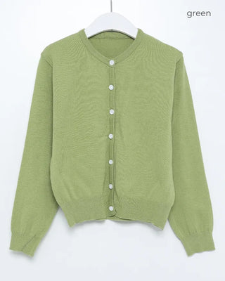Round neck knit cardigan