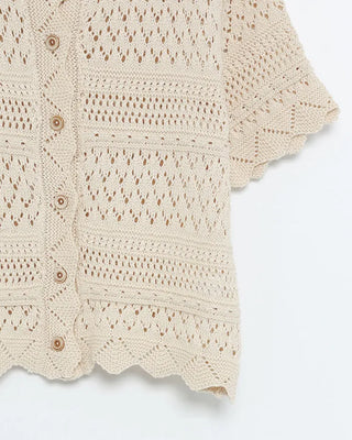 Perforated Collar Button Cardigan