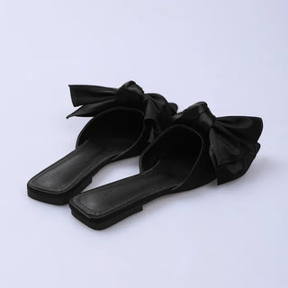 Satin Big Ribbon Mules
