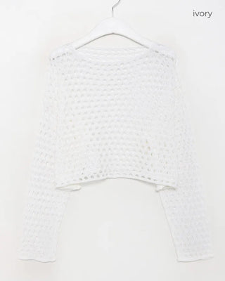 Net-knit cropped sweater