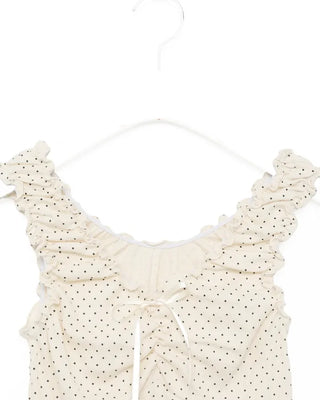 Pindot Ribbon Gathered Elastic Tank Top