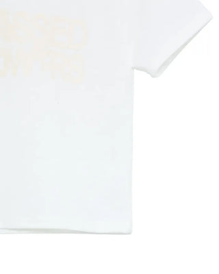 Flower print lettering short-sleeve T-shirt