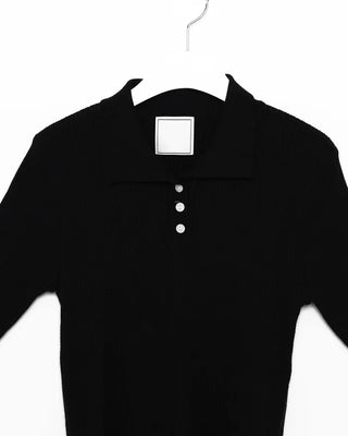 Short-sleeved knit polo shirt