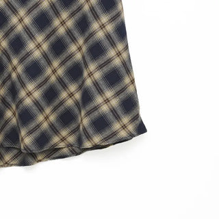 Vintage check layered banding skirt