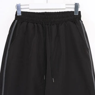 Unisex two-tone wide-leg elastic waist pants