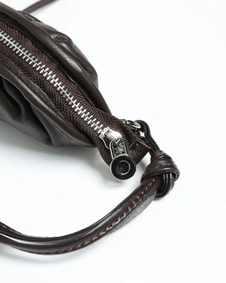 Gathered Mini Leather Shoulder Pouch