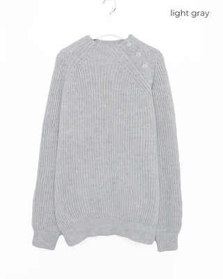 Side Button Neck Point Knit