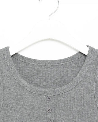 Simple button sleeveless dress